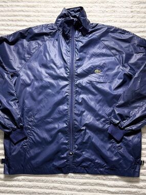Lacoste Men's Navy Blue Logo Zipper Full Zip Windbreaker Jacket Size XL